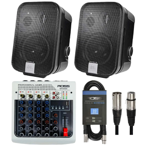 Pack Bafles Activos JBl 5" de Pared con Mixer Bluetooth