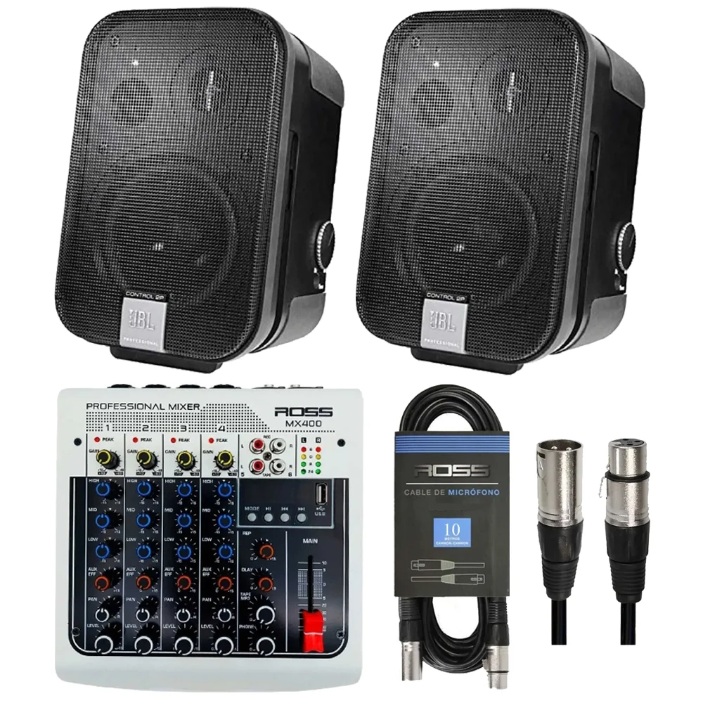 Pack Bafles Activos JBl 5" de Pared con Mixer Bluetooth