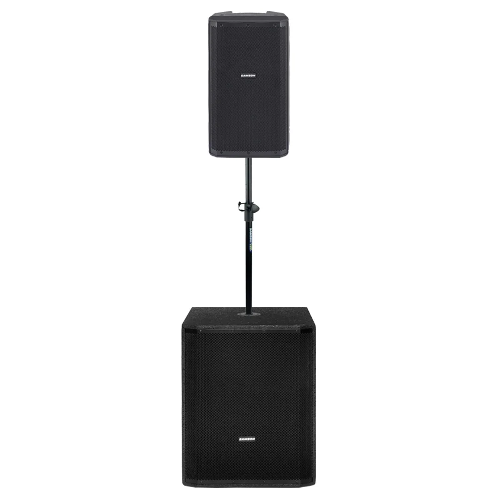Sistema PA Activo Samson Sub 18" y Bafle 15" con Pole Mount