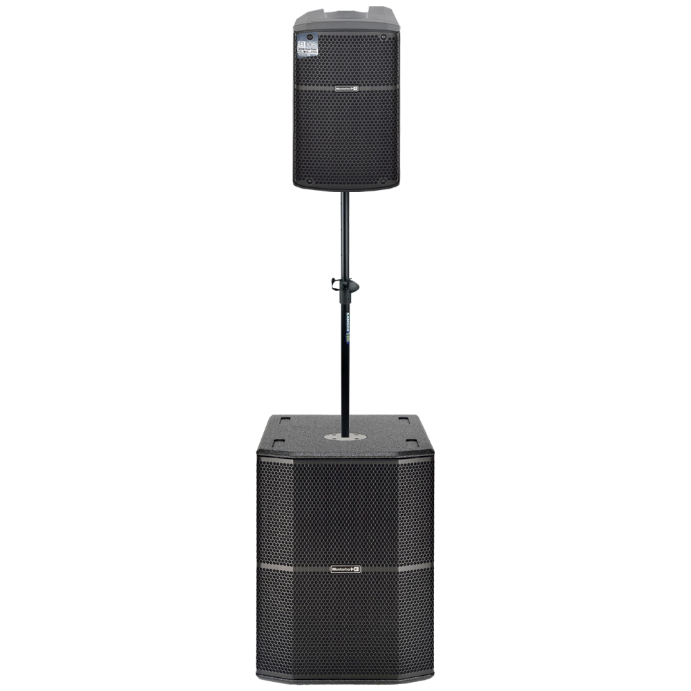 Sistema PA Activo Montarbo Sub 12" y Bafle 8" con Pole Mount