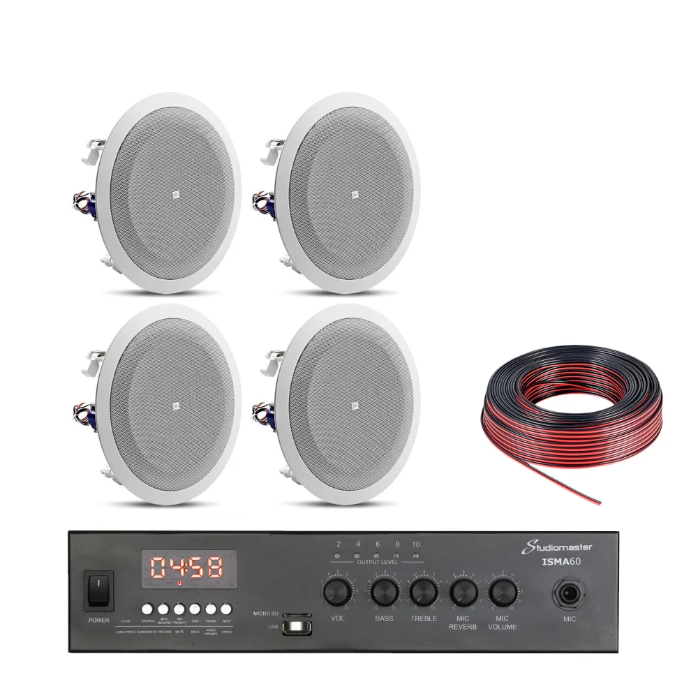 Pack Local Comercial Parlantes de Techo JBL 4" 8124 y Potencia Bluetooth