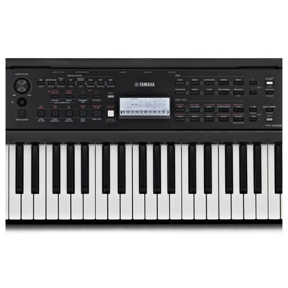 Teclado Yamaha PSRE383 5 Octavas Sensitivo 650 Sonidos USB Ritmos