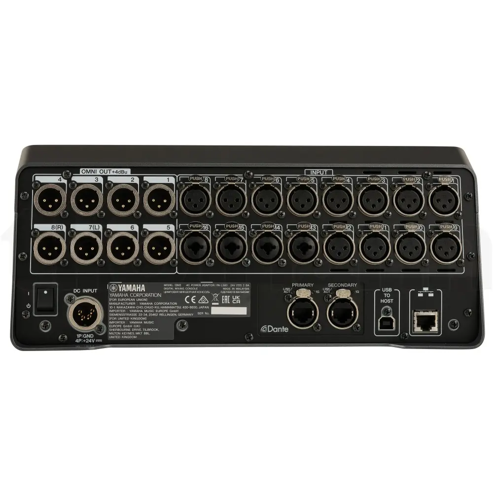 Mixer Digital de 16 Canales con Dante Yamaha DM3