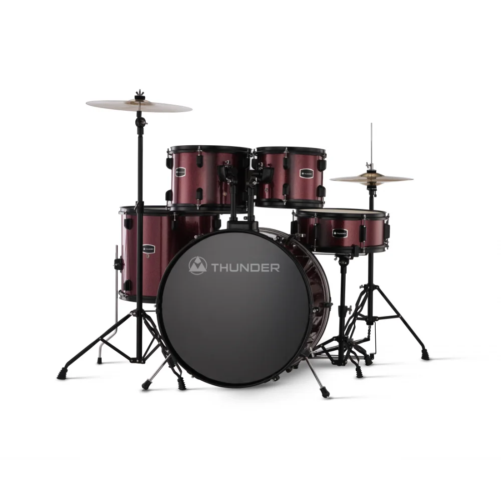 Bateria Completa 5 Cuerpos Bombo 16" Thunder JBP2211A-WR THU