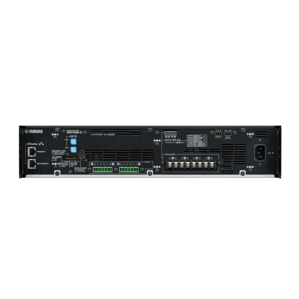 Potencia de Instalacion 4 Canales con Dante Yamaha XMV4280D