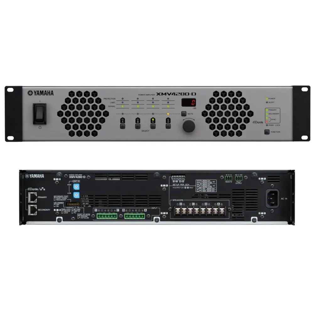 Potencia de Instalacion 4 Canales con Dante Yamaha XMV4280D