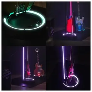 Soporte de Guitarra o Bajo Luz Led Gravity Glow Cuello Cierre Automatico Soporte de Guitarra o Bajo Luz Led Gravity Glow Cuello Cierre Automatico