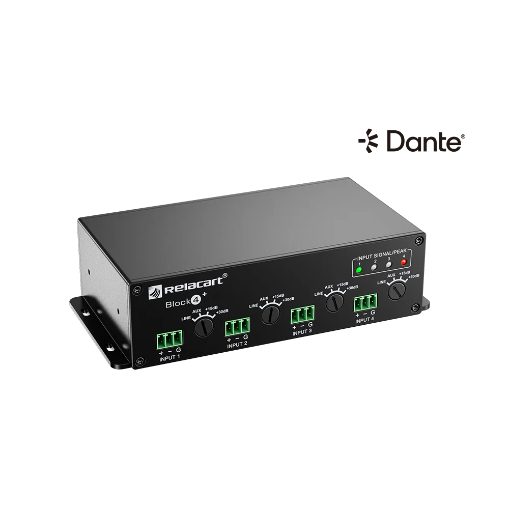 Conversor Digital 4 Entradas 4 Salidas Dante Relacart BLOCK4