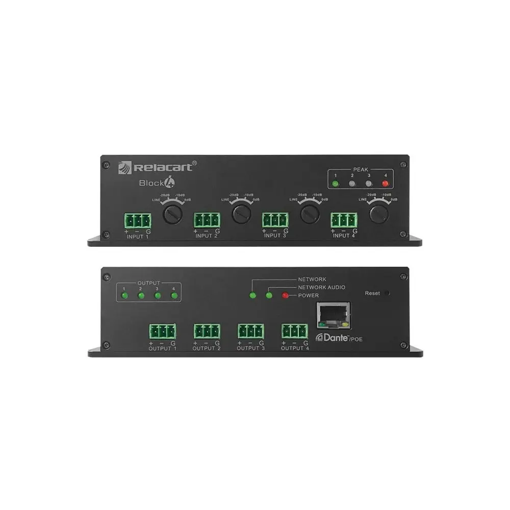 Conversor Digital 4 Entradas 4 Salidas Dante Relacart BLOCK4