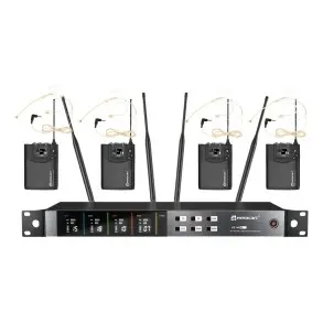 Sistema Inalambrico Cuadruple Microfonos de Vinchas Relacart EZ MI4-B