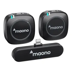 Micrófono Inalámbrico MAONO WM820 B2 Doble Corbatero Iphone Lighning