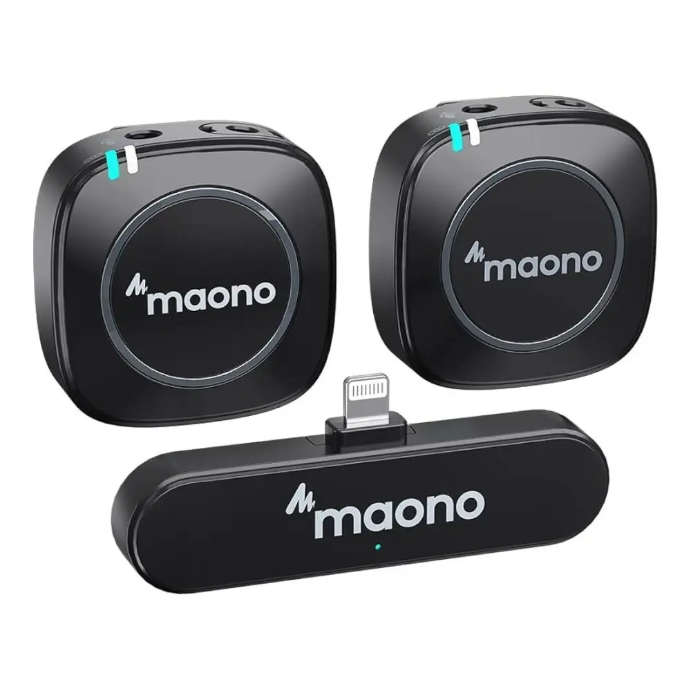 Micrófono Inalámbrico MAONO WM820 B2 Doble Corbatero Iphone Lighning