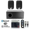 Pack Sonido Bafles Activos JBl 5" y Subwoofer Doble 8" con Mixer Bluetooth