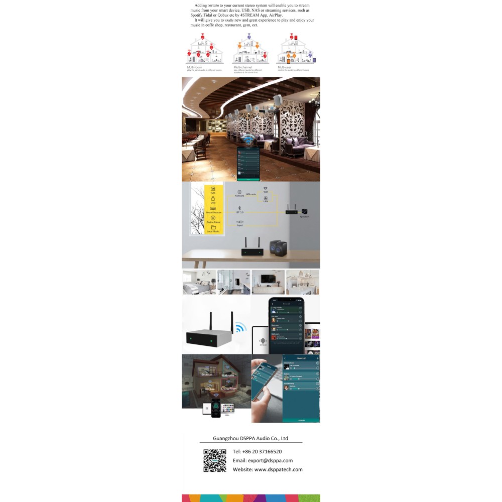 Combo Audio Pared 5"Angulares SubWoofer Activo Doble 8" Amplificador Smart WiFi Bluetooth