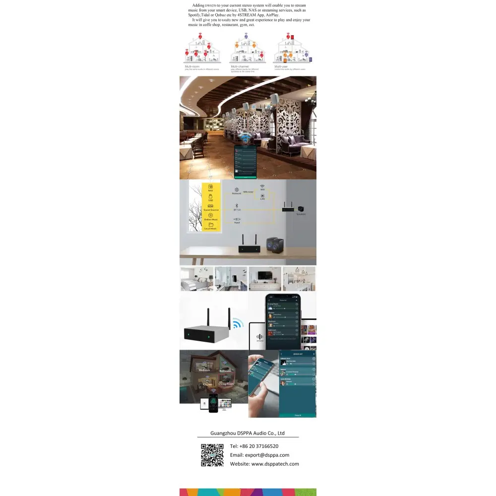 Combo Audio Pared 5"Angulares SubWoofer Activo Doble 8" Amplificador Smart WiFi Bluetooth