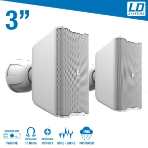 Bafle Interior Exterior 3" 60W LD Systems DQOR3TB 70-100V