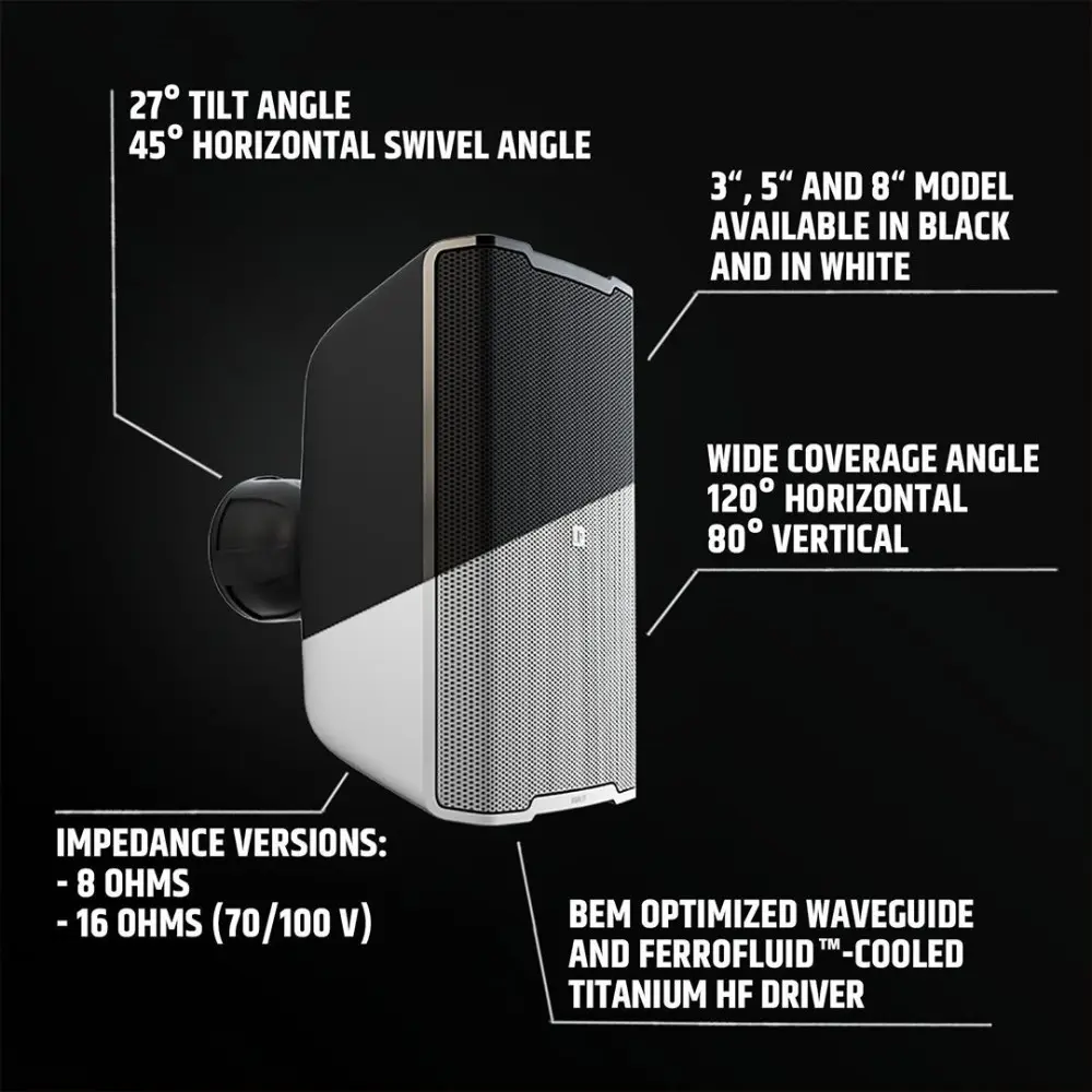 Bafle Interior Exterior 3" 60W LD Systems DQOR3TB 70-100V