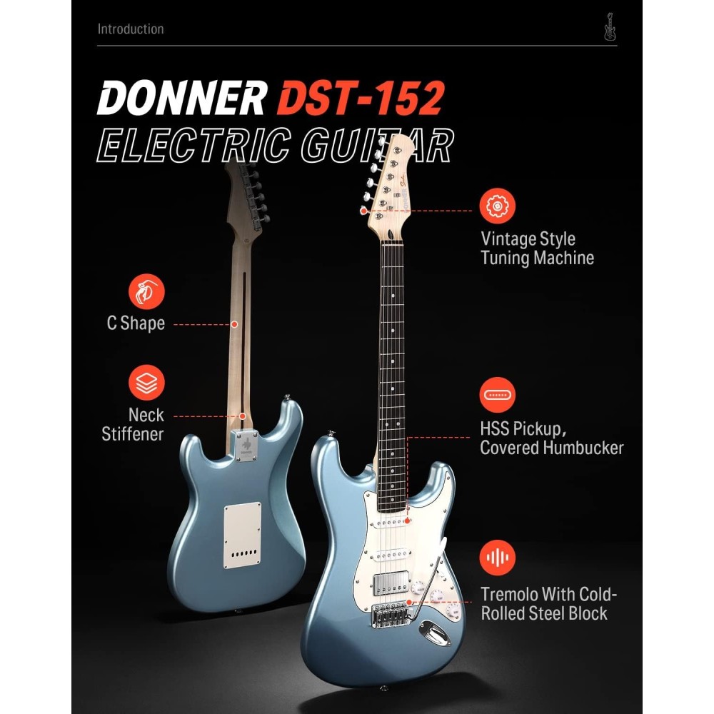 Pack Guitarra Electrica y Amplificador DONNER EC1417