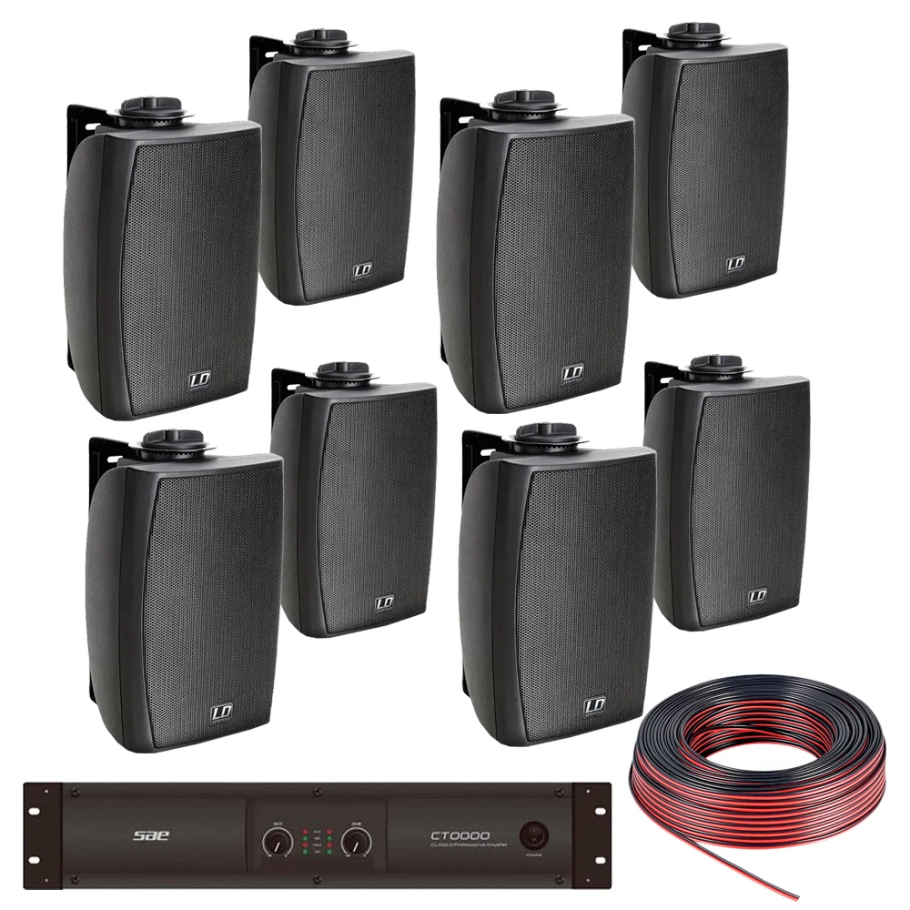 Pack Audio 8 Bafles LD SAT 4" Potencia SAE y Cables