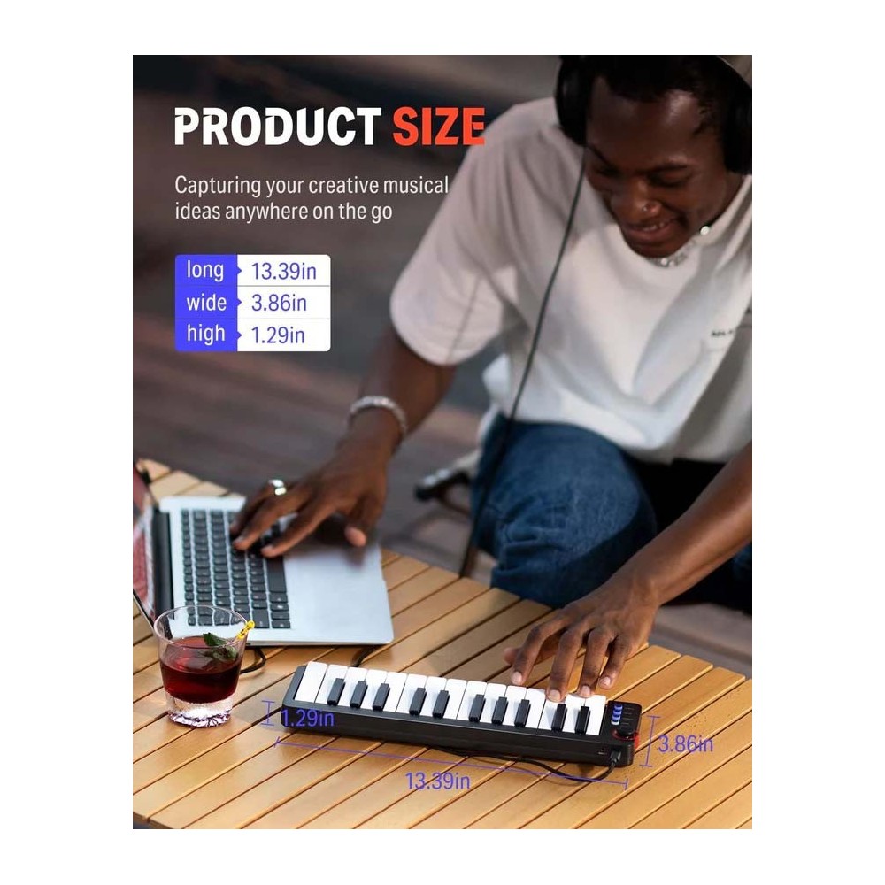 Controlador Midi USB 25 Teclas DONNER EC3333