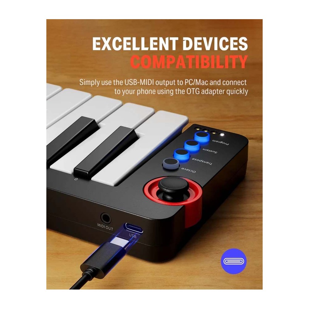 Controlador Midi USB 25 Teclas DONNER EC3333