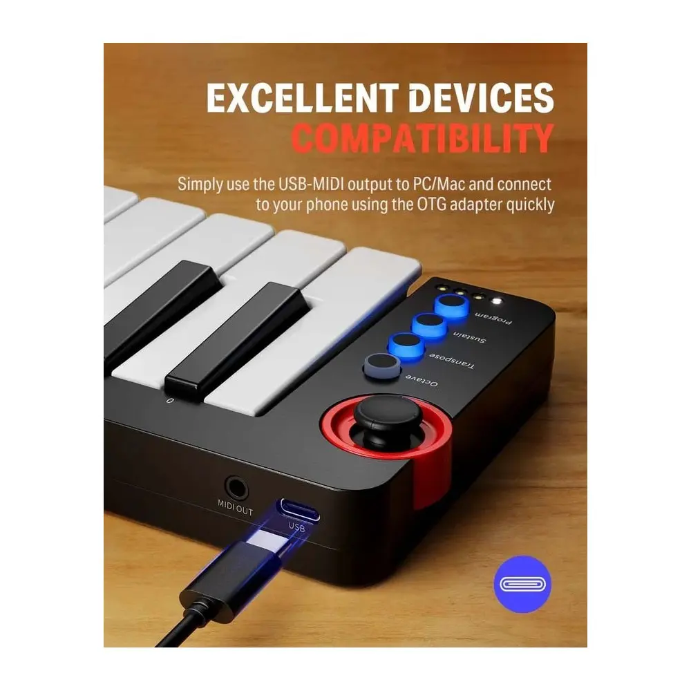 Controlador Midi USB 25 Teclas DONNER EC3333