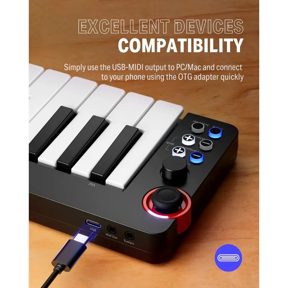 Controlador Midi USB 32 Teclas DONNER EC3332