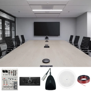 Pack Sonido Sala Reuniones Bafles de Techo Microfonos de Mesa Mixer Videoconferencia