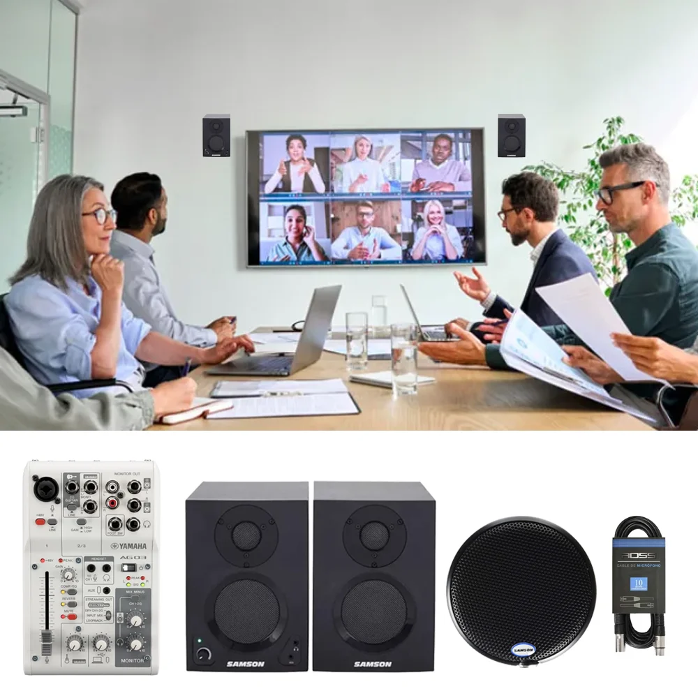 Pack Sonido Sala de Reunion Monitores Bluetooth Microfono Mesa Mixer