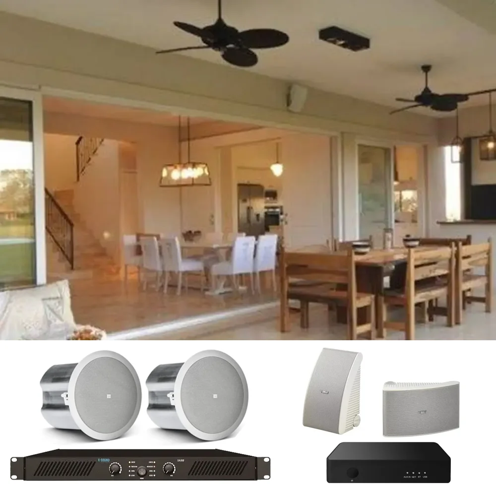 Pack Parlantes Techo Comedor y Bafles Galeria Exterior Wi Fi Bluetooth