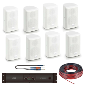 Pack Audio 8 Bafles LD SAT 4" Potencia SAE y Cables