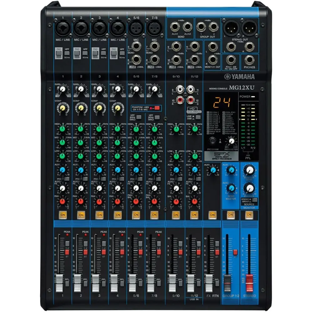 Mixer 12 Canales Yamaha MG12XU con USB y Efectos