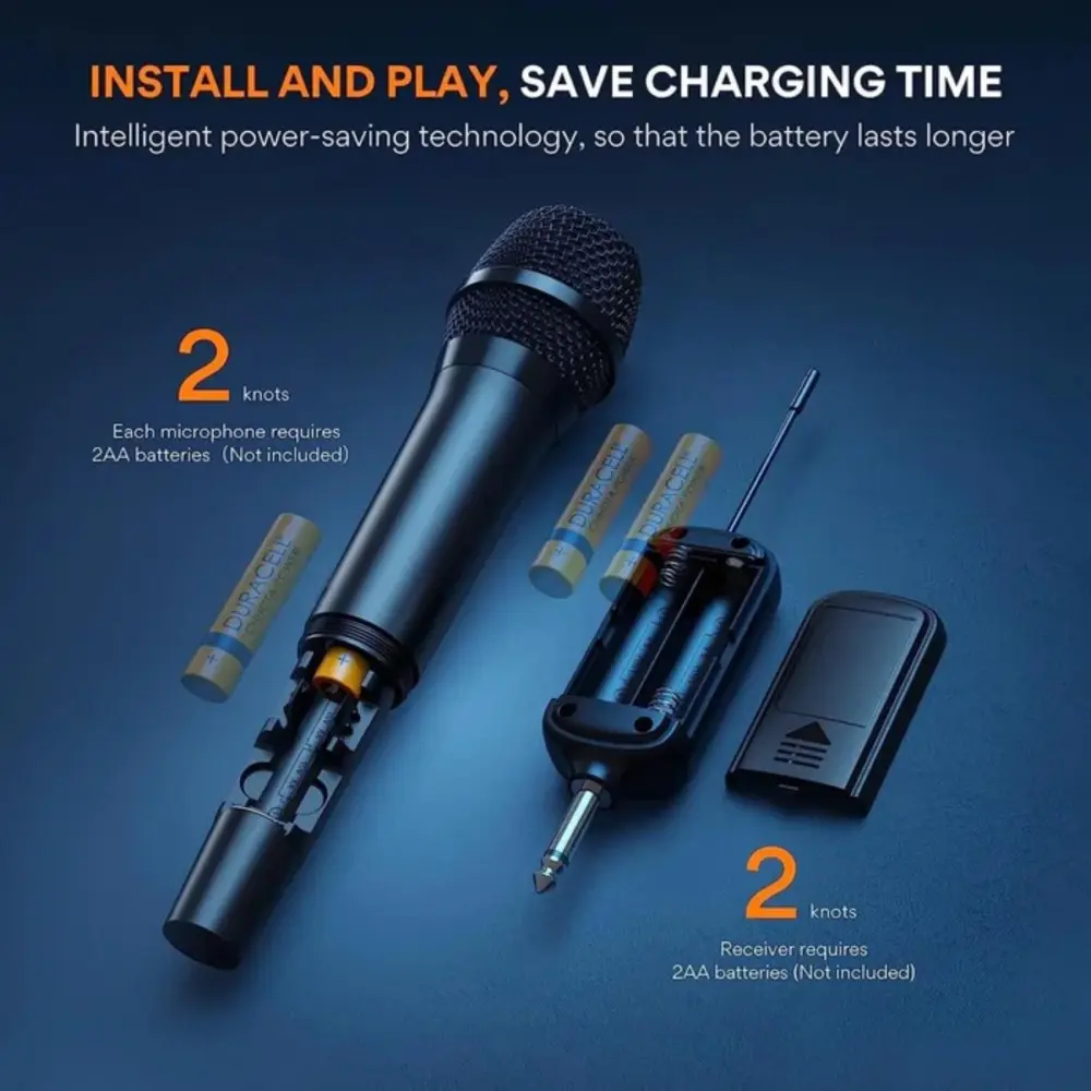 Bafle Activo de 8" con 2 Microfonos Inalambricos