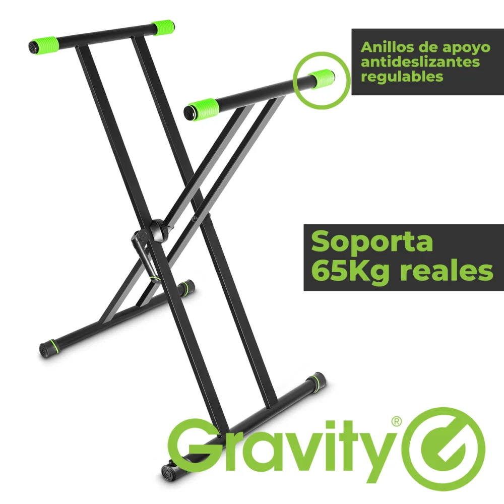 Soporte tijera doble para piano o teclado Gravity KSX2 soporta 65 kg