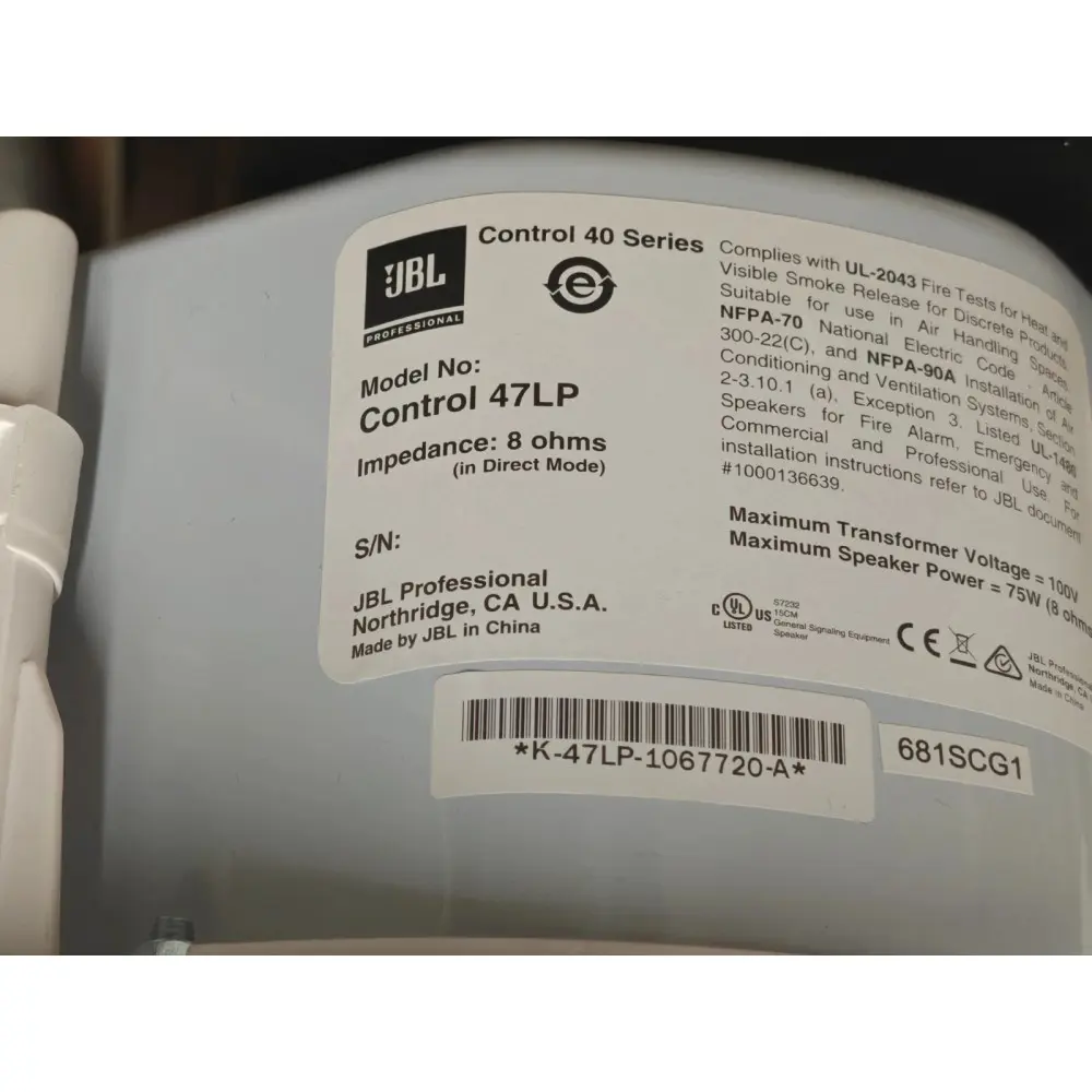 Parlantes de Techo JBL CONTROL 47LP 6.5" 70-100 v Pack x2 Short Profile