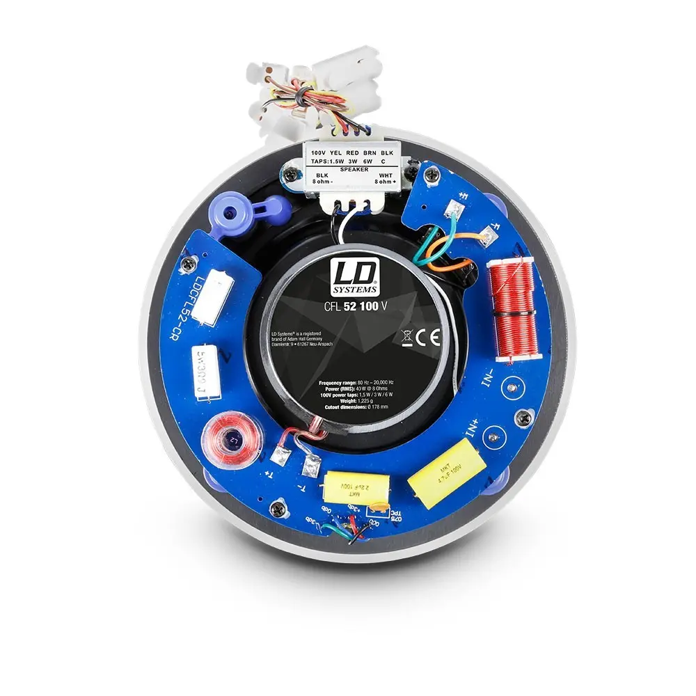 Parlante de pared de 2 vías sin marco de 5,25" y 100 V Ld Systems CFL52100V