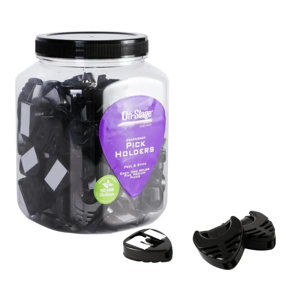 Balde Con 100 Porta Púas para guitarra On Stage GSAPK6500 autoadhesivo
