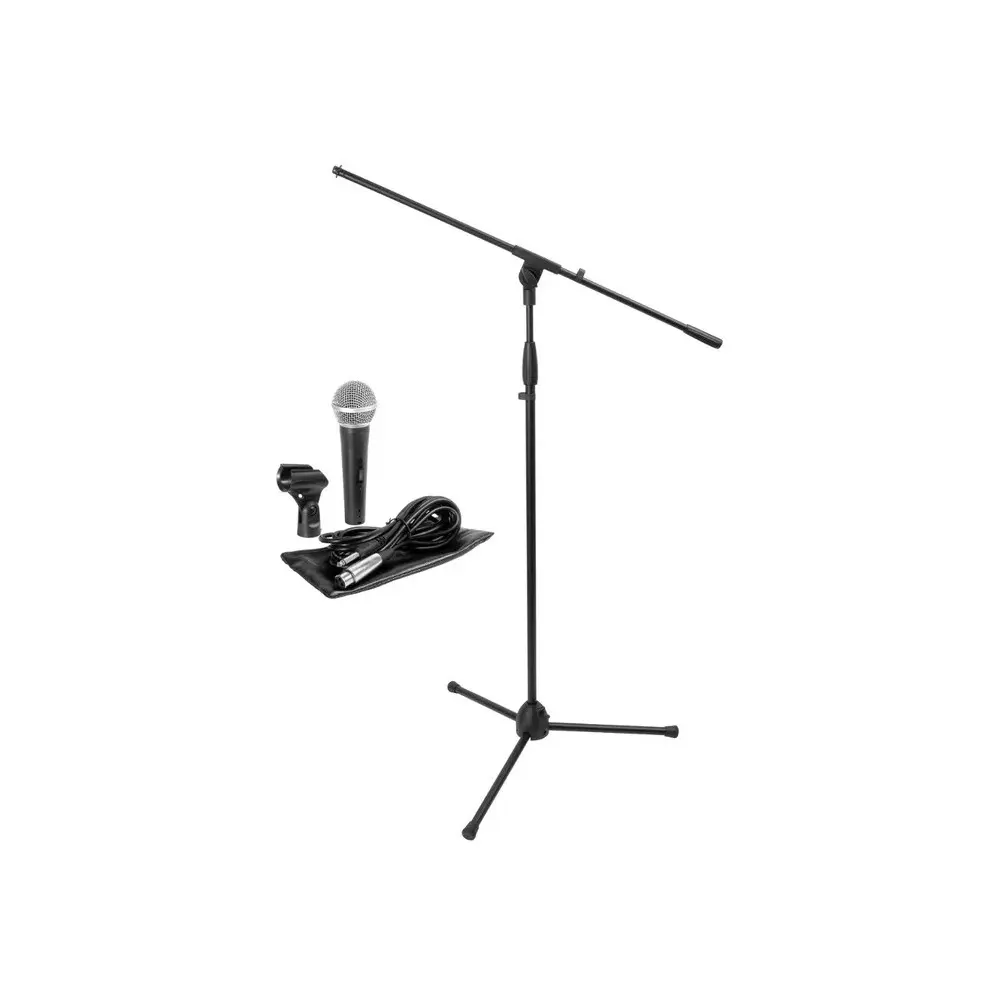 Combo Microfono para voces con soporte On Stage MS7500 Incluye Funda + pipeta + Cable XLR