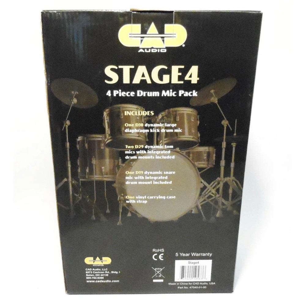 Paquete de micrófonos para batería de 4 piezas: (2) D29, D19 y D10 Cad STAGE4