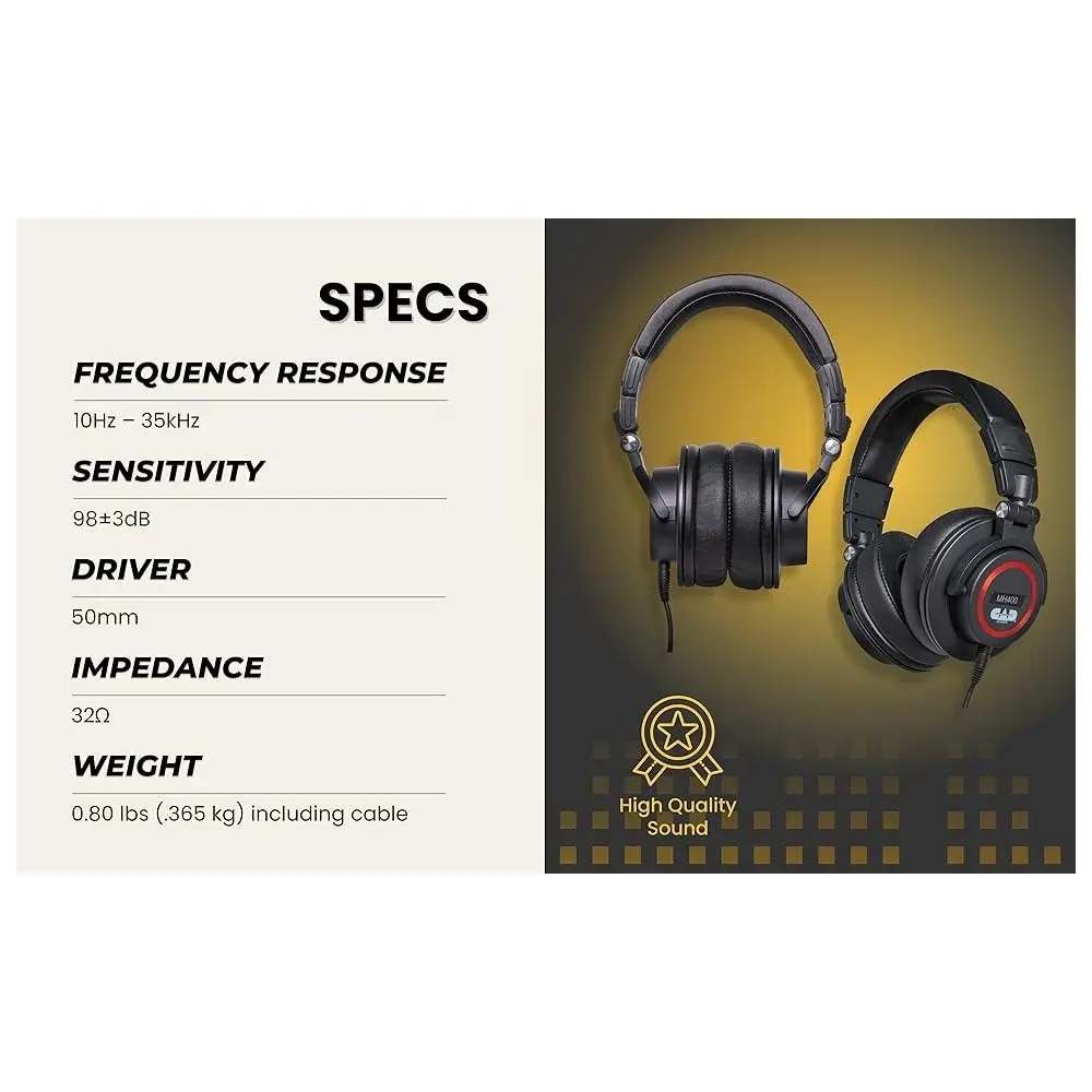 Auriculares de estudio cerrados Transductores de 50 mm Cad MH400
