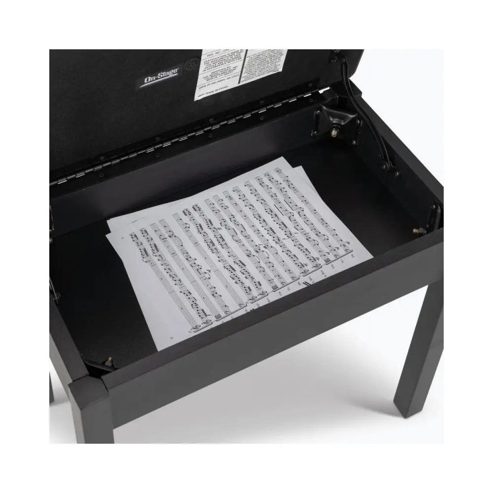 Taburete para piano o teclado On Stage KB8902B banqueta madera con Tapa