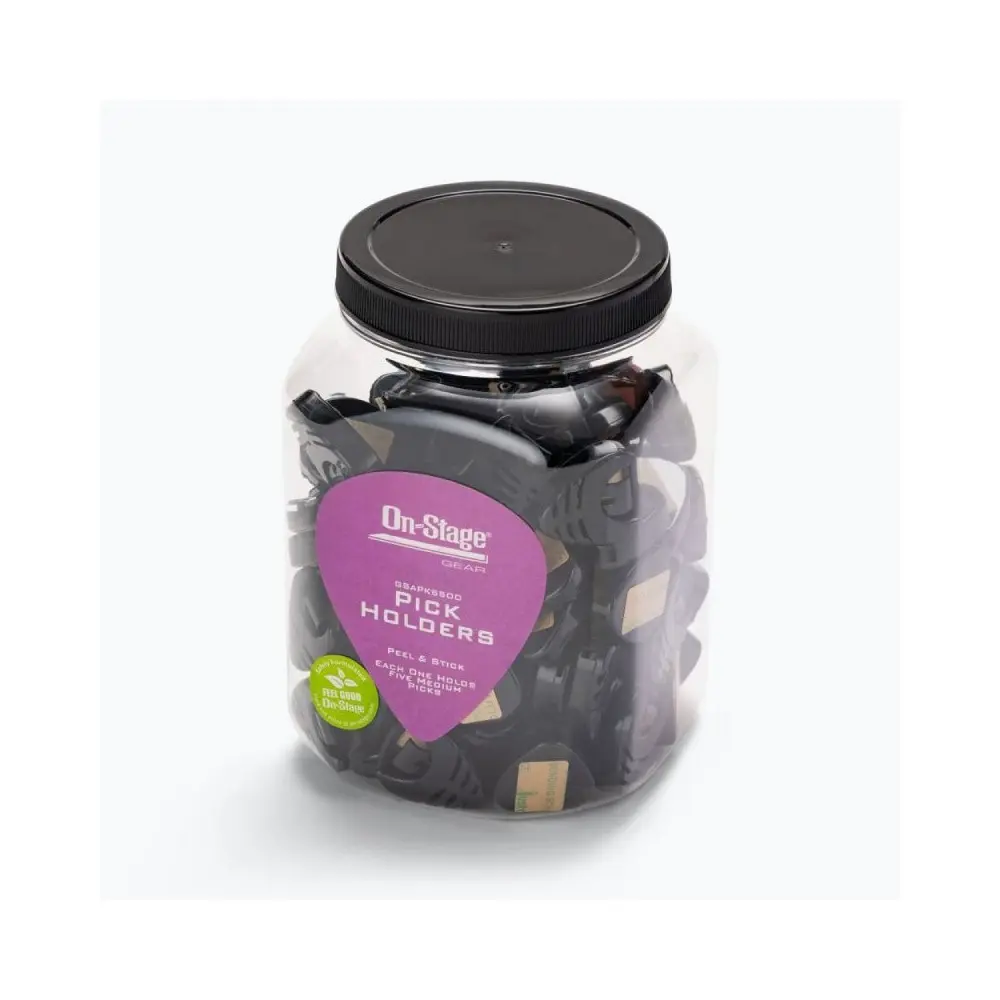 Balde Con 100 Porta Púas para guitarra On Stage GSAPK6500 autoadhesivo