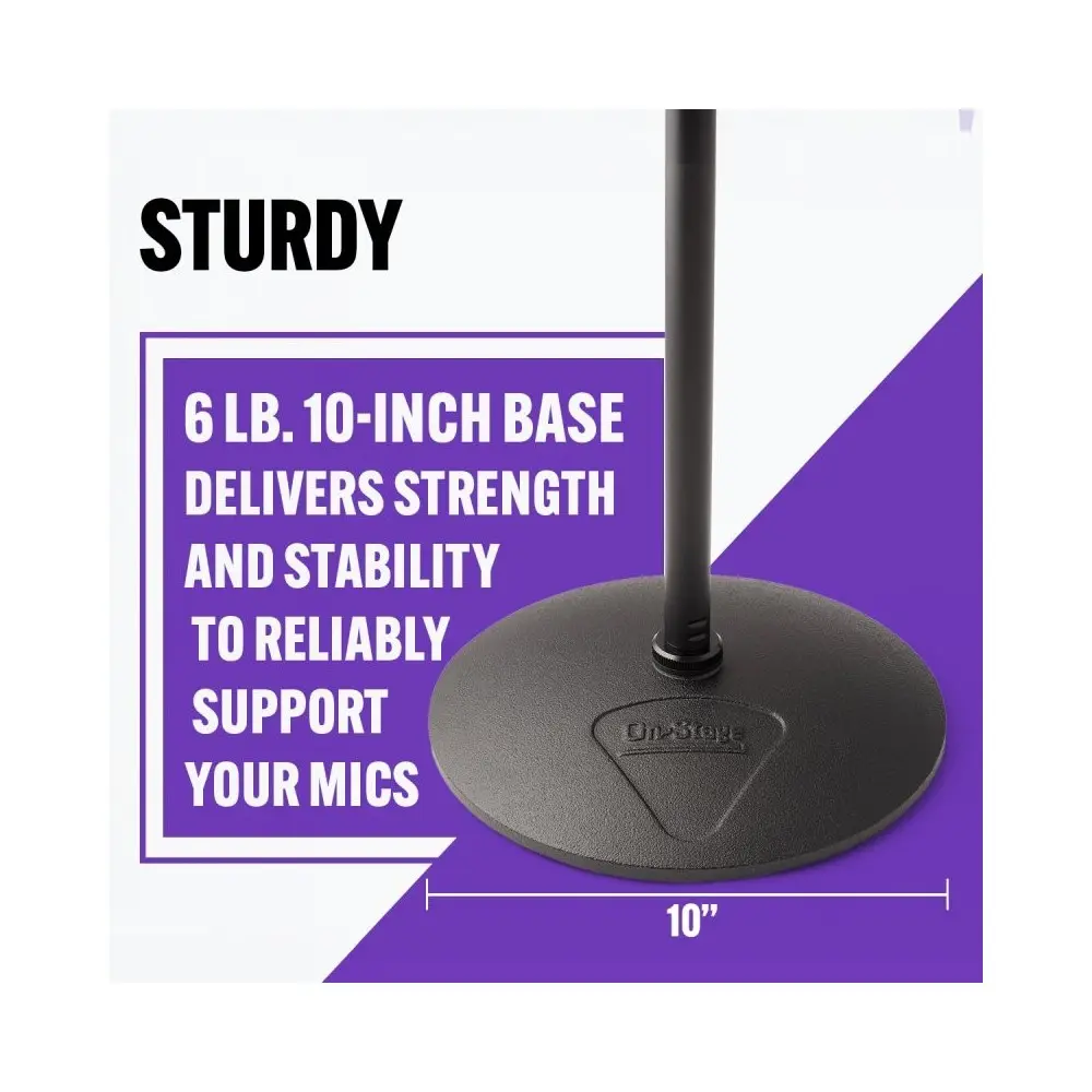 Soporte de microfono Recto con base redonda On Stage MS9510 con ajuste automatico