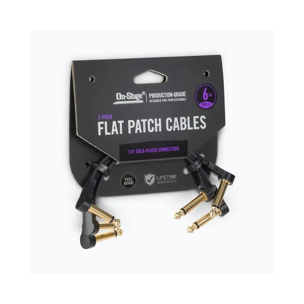 Pack Cables x3 Flat Patch Plug Plug 15 CM On Stage OSPRO-FPC-3