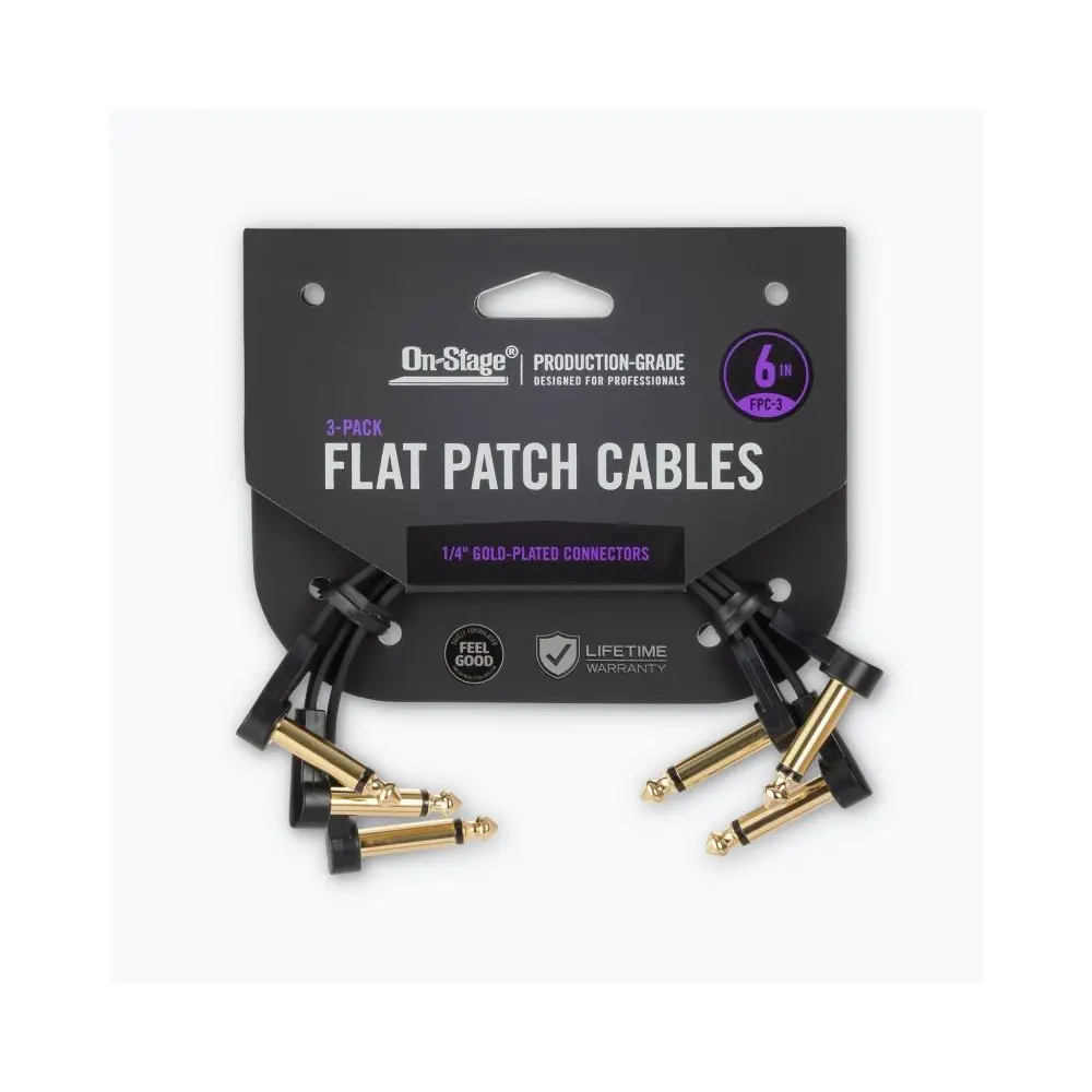 Pack Cables x3 Flat Patch Plug Plug 15 CM On Stage OSPRO-FPC-3