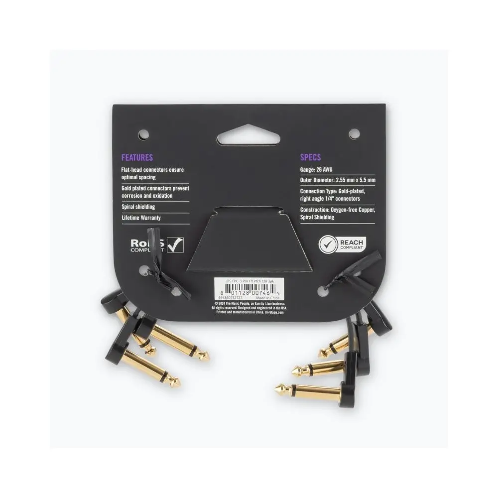 Pack Cables x3 Flat Patch Plug Plug 15 CM On Stage OSPRO-FPC-3