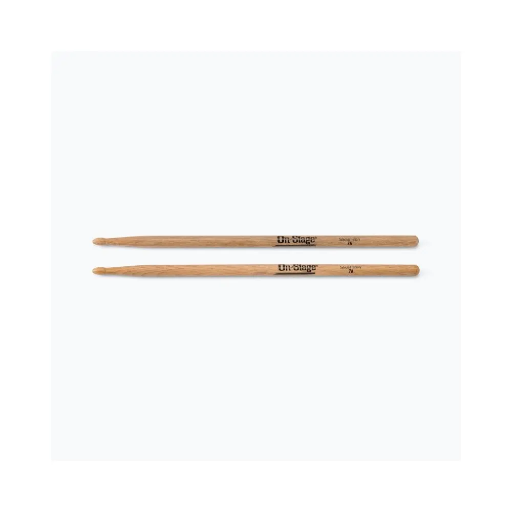 Pack X 12 Pares De Palillos para bateria 7A Hickory Punta de Madera On Stage HW7A