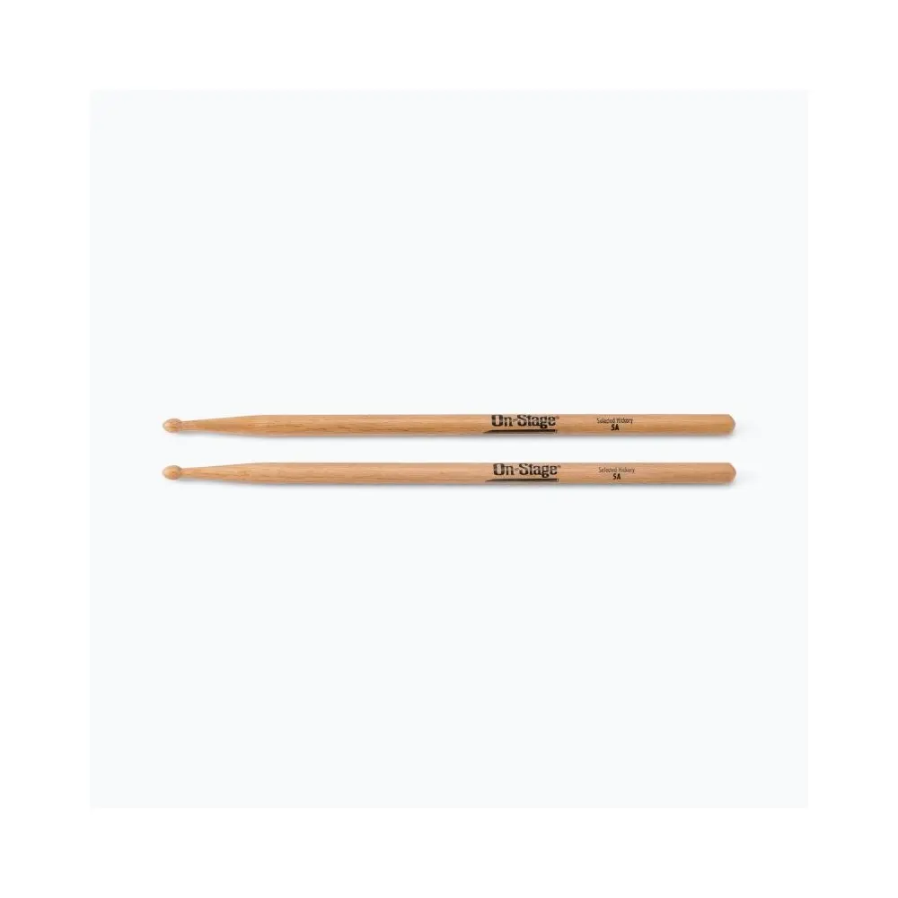 Pack X 12 Pares De Palillos para bateria 5A Hickory Punta de madera On Stage HW5A