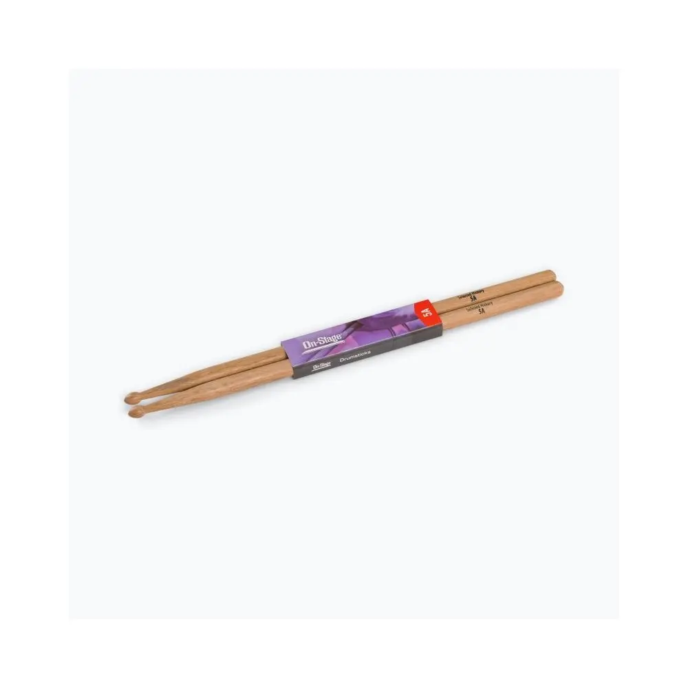 Pack X 12 Pares De Palillos para bateria 5A Hickory Punta de madera On Stage HW5A