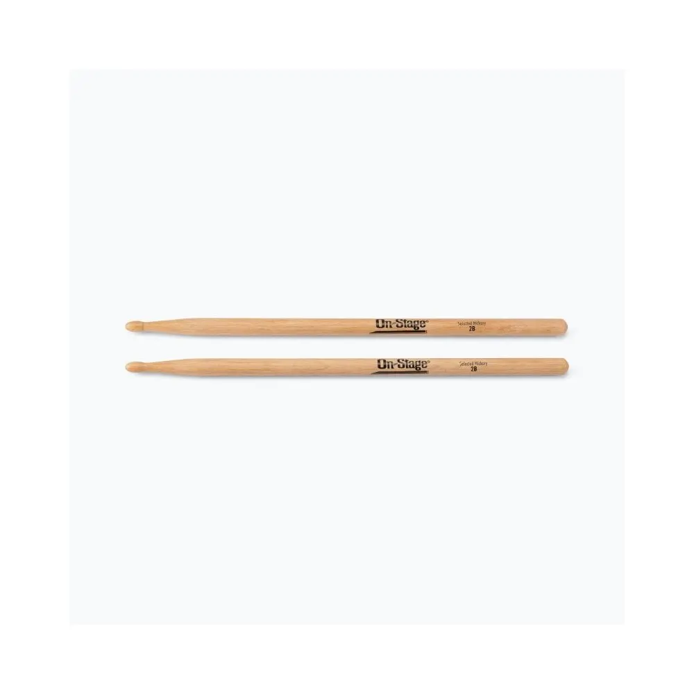 Pack X 12 Pares De Palillos para bateria 2B Hickory Punta de Madera On Stage HW2B